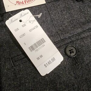 NWT Brooke Brothers Red Fleece Pleated Dress Pants 30W 30L